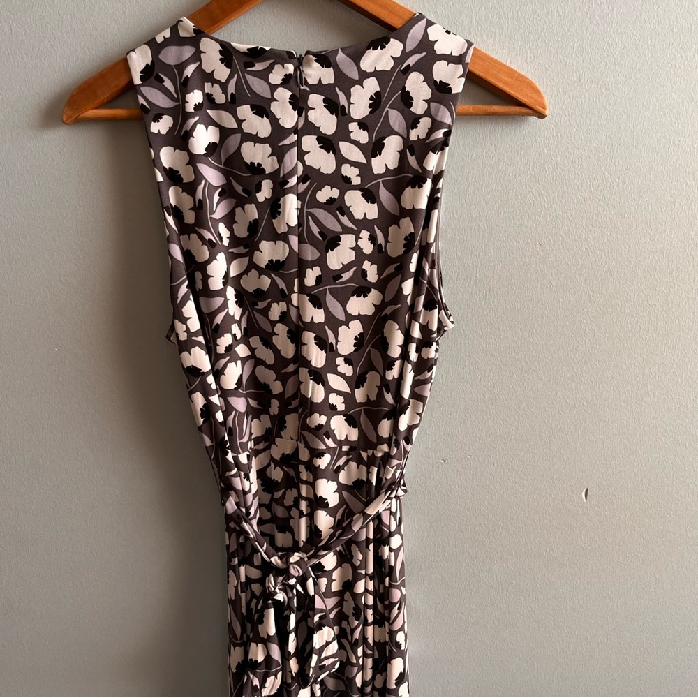 Anne Klein Sleeveless Black Gray and White Women's Midi Dress Floral, Size 6 - Picture 4 of 10